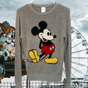 Iconic Mickey Gray Acrylic Sweater in Size S; Micky Mouse; Disney